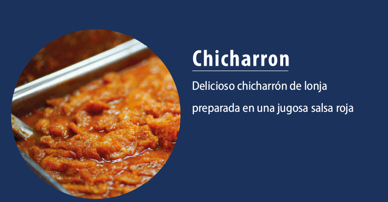 Delicioso chicharrón de lonja preparada en una jugosa salsa roja